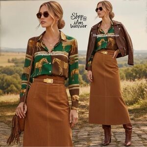 Pearl by Lela Rose RARE NWT equestrian color block blouse *shop@iamwarrior